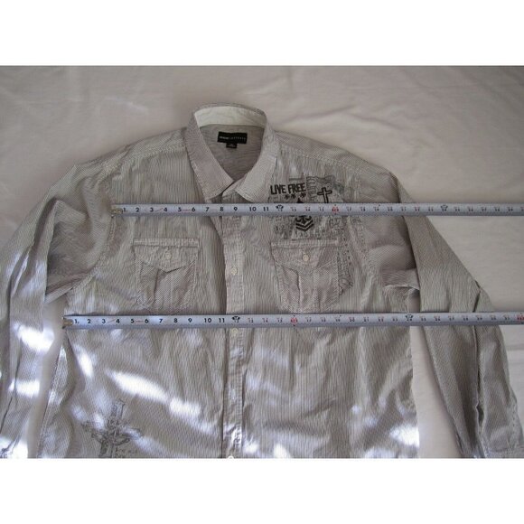 Men's Decoded Stripe Button Up Long Short Sleeve Shirt Sz XXL (MT247) - Picture 4 of 12